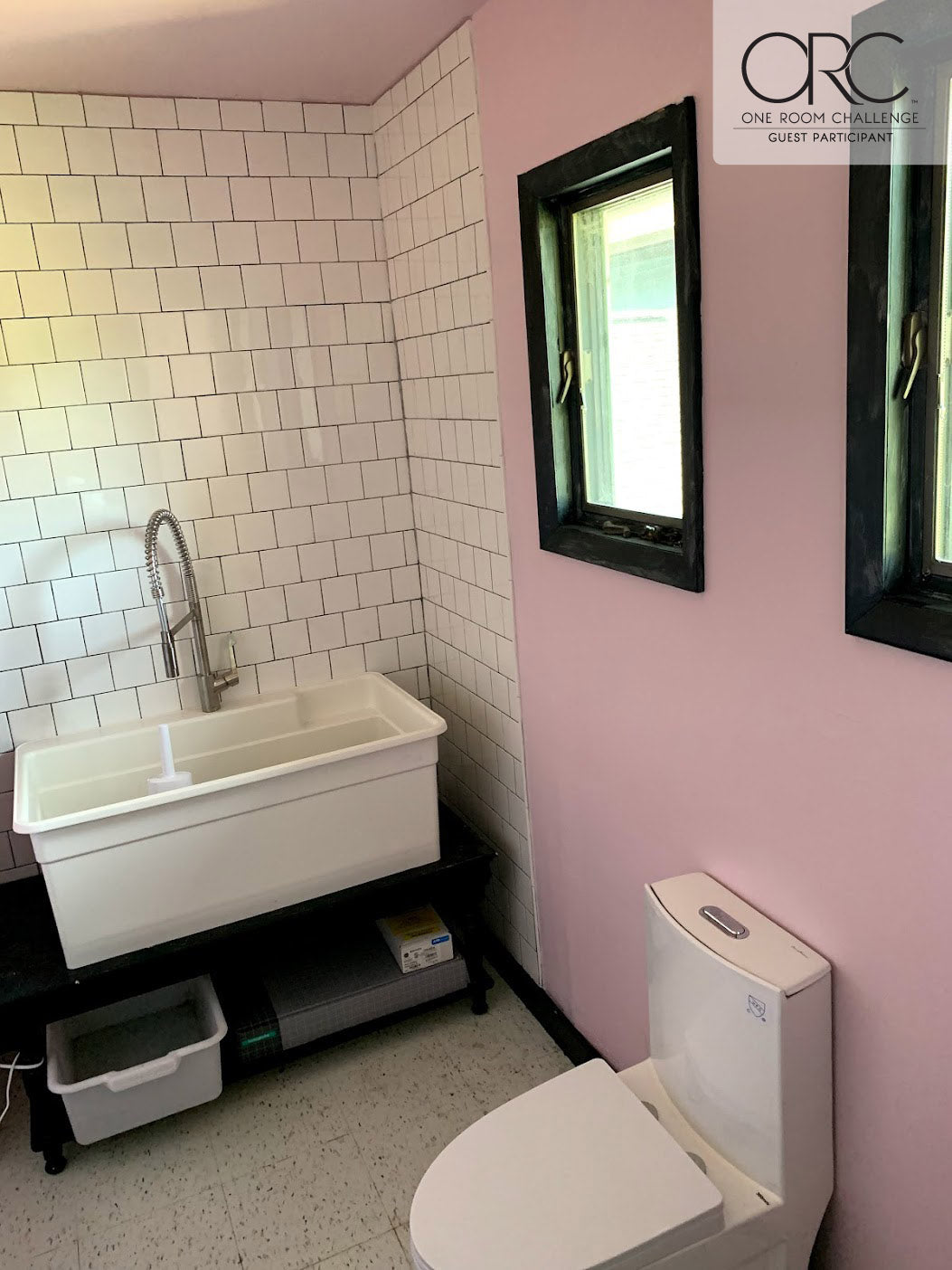 Studio Bathroom - sink, faucet, toilet, and tiles!