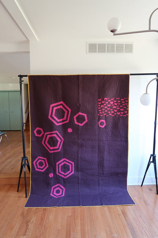 improv echoed hex - PUBLISHED QUILT - twin size